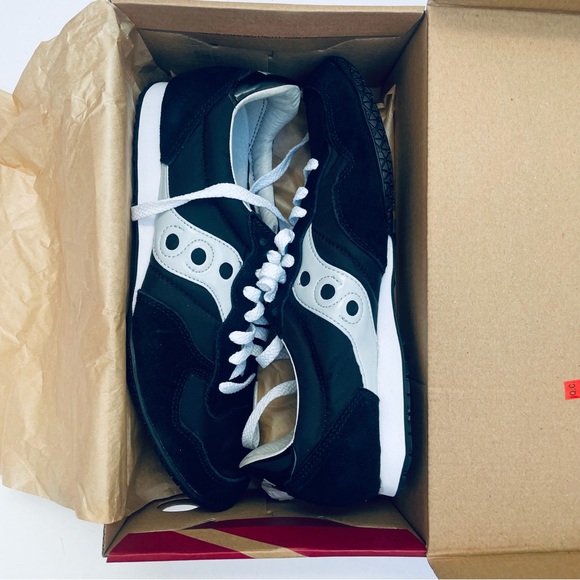 Saucony BULLET Black White Sneakers size 10 new with box leather - Picture 2 of 5